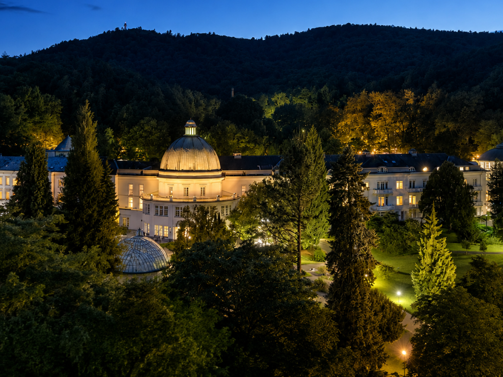Maritim Hotel Bad Wildungen im historischen Badehotel am Kurpark bei Nacht